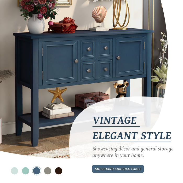 Console Table with Bottom Shelf - Light Navy