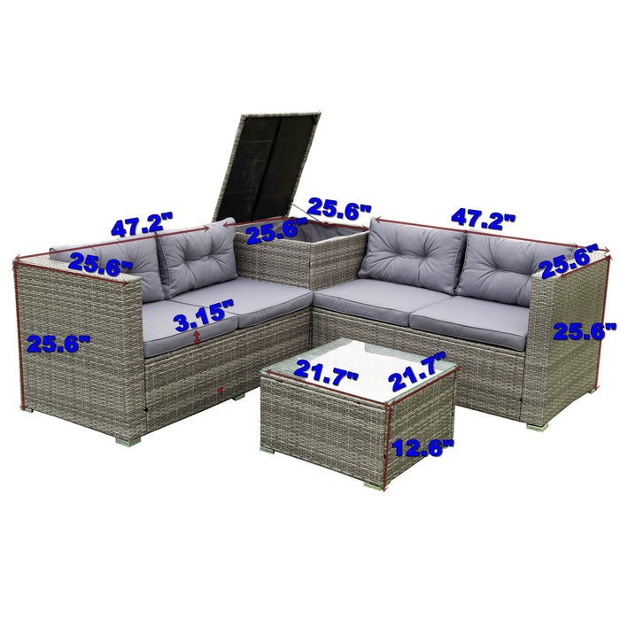 4 Piece Patio Sectional - Grey