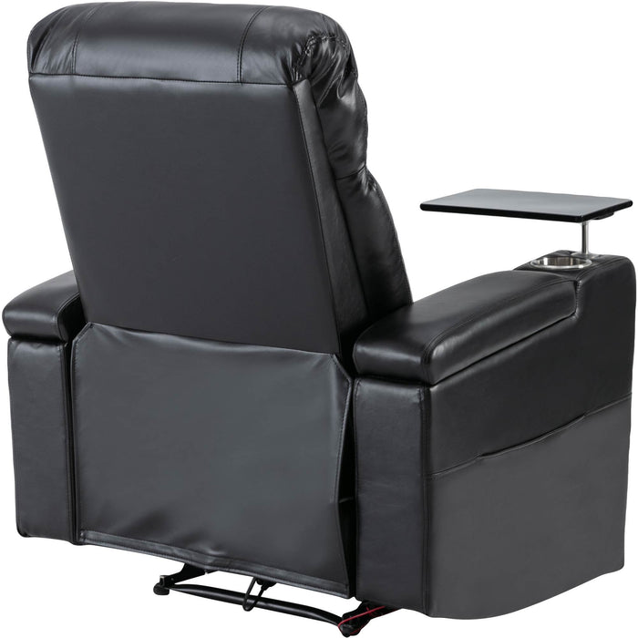 Premium Power Recliner with Storage Arms, Cupholders, Swivel Tray Table and Cell Phone Stand - Black