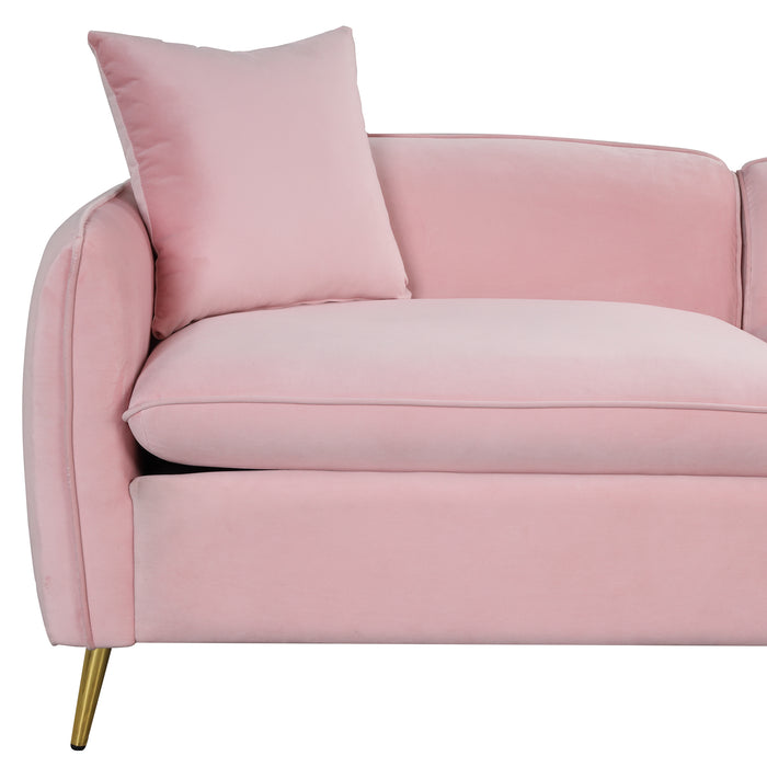 2 Piece Velvet Upholstered Sofa Sets, Pink