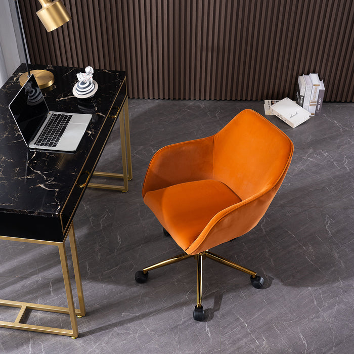 Modern Velvet Home Office Chair - Orange