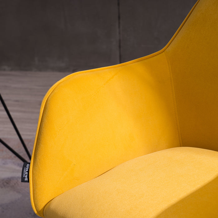 Modern VelvetHome Office Chair - Yellow