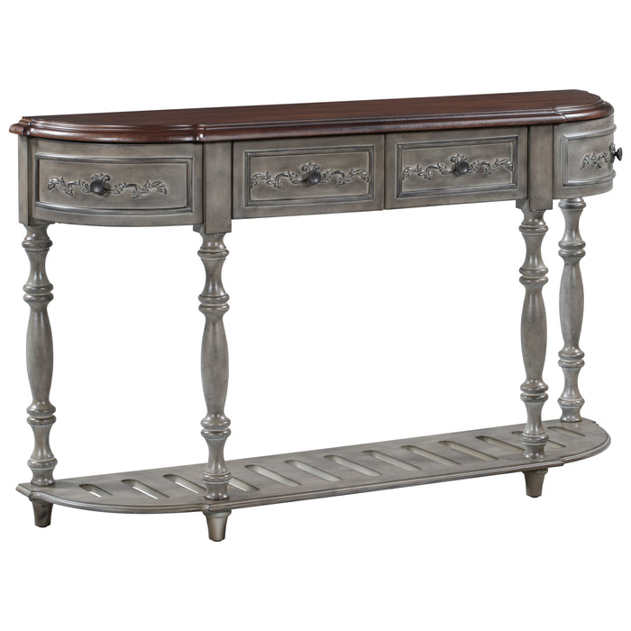 Modern Curved Console Entryway Table for Hallway Living Room Bedroom - Antique Grey