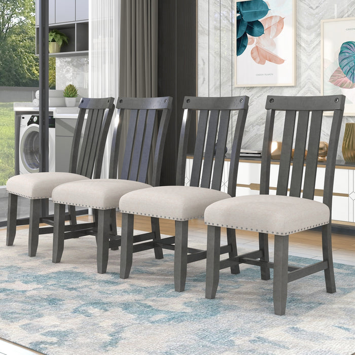 Fabric Upholstered Dining Chairs -Set of 4 (Gray)