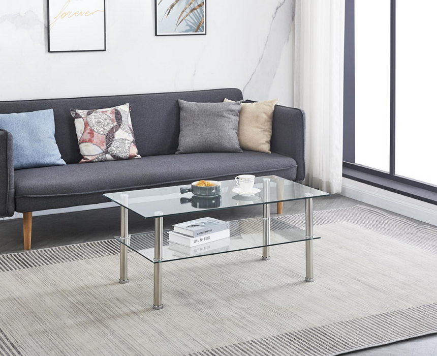 Clear Glass Coffee Table, Tempered Glass