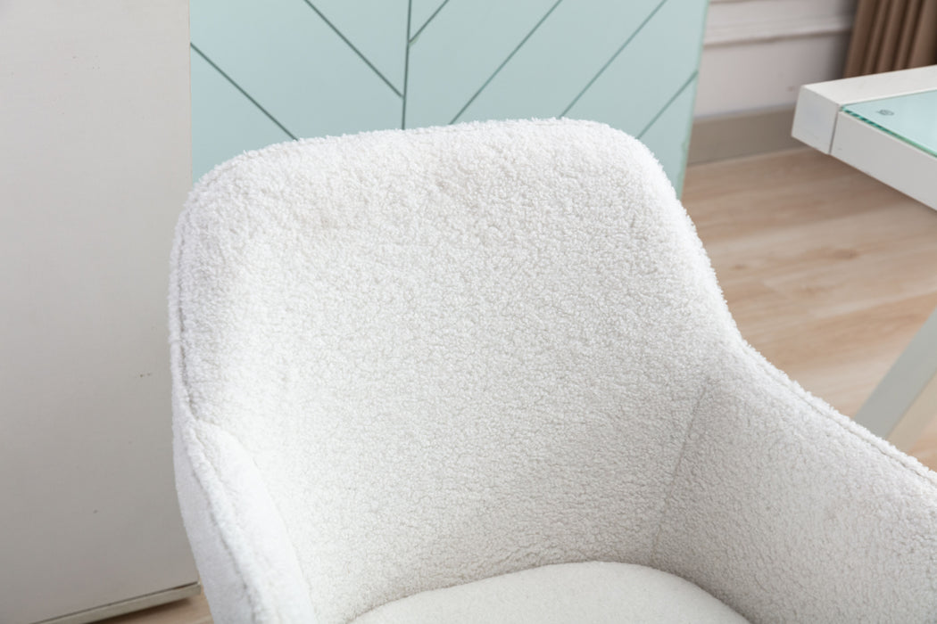 Modern Teddy Fabric Home Office Chair - White