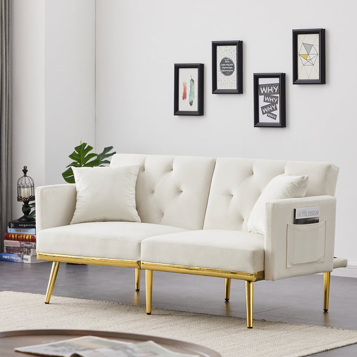 Velvet Sofa Bed - Cream White