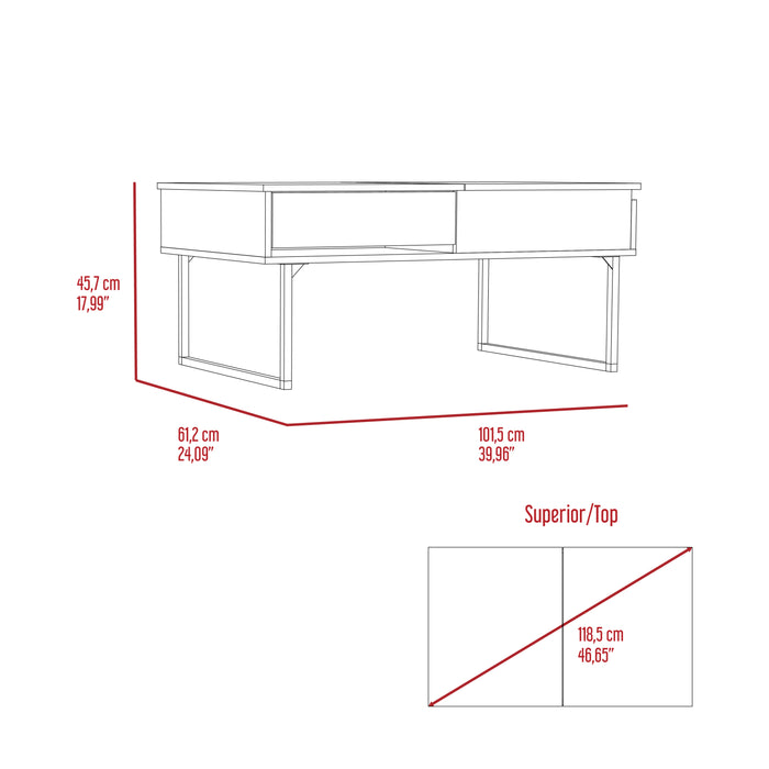 Modern  Lift Top Coffee Table With Drawer - Brown