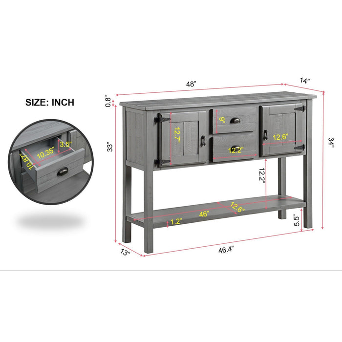 Solid Wood Console Table, Retro Style - Antique Gray