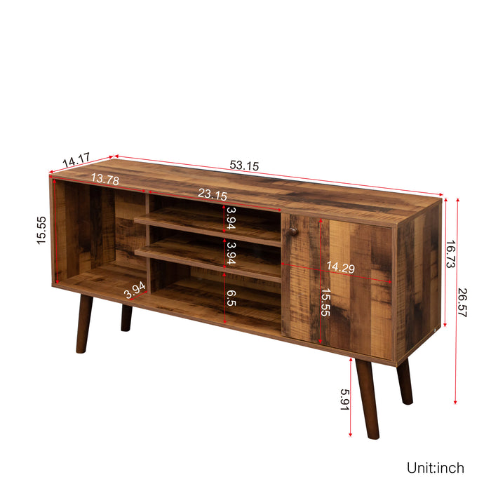 TV Stand with 1 storage and 2 shelves Cabinet - fir wood