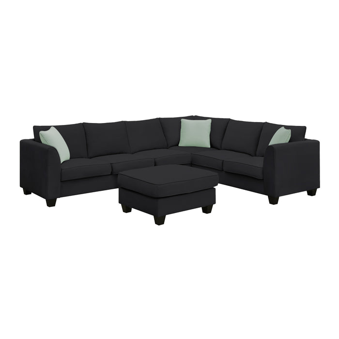 7 Seats Modular Sectional Sofa with Ottoman - Black