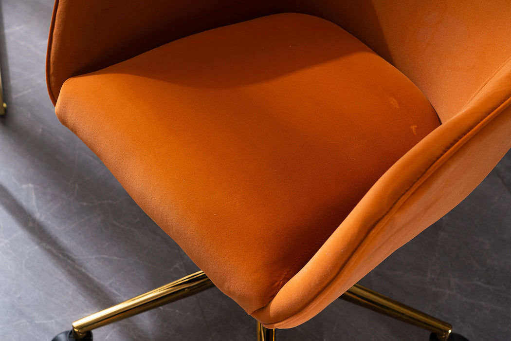 Modern Velvet Home Office Chair - Orange