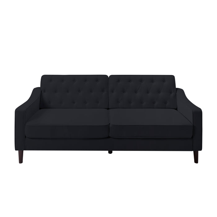 77.2” Square Arm Sofa Black FABRIC