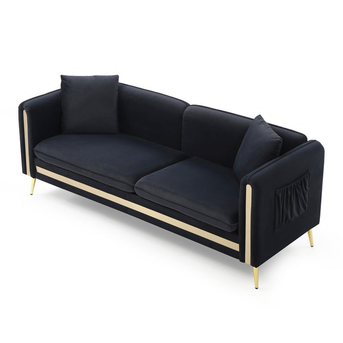 Modern Velvet Sofa - Black