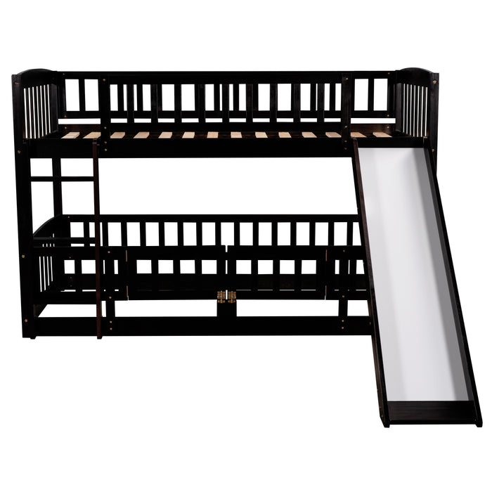 Bunk Bed with Slide,Twin Over Twin - Espresso