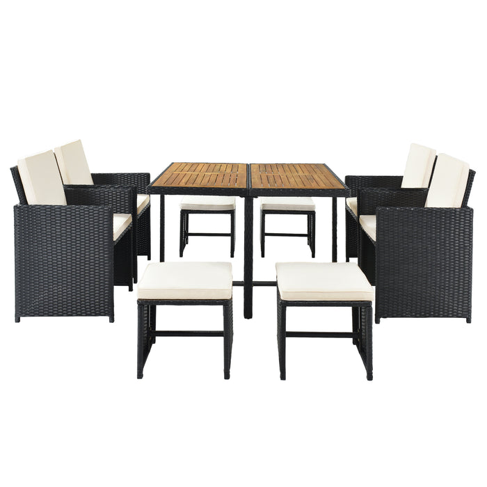 All-Weather PE Wicker Dining Table Set (9-Piece)