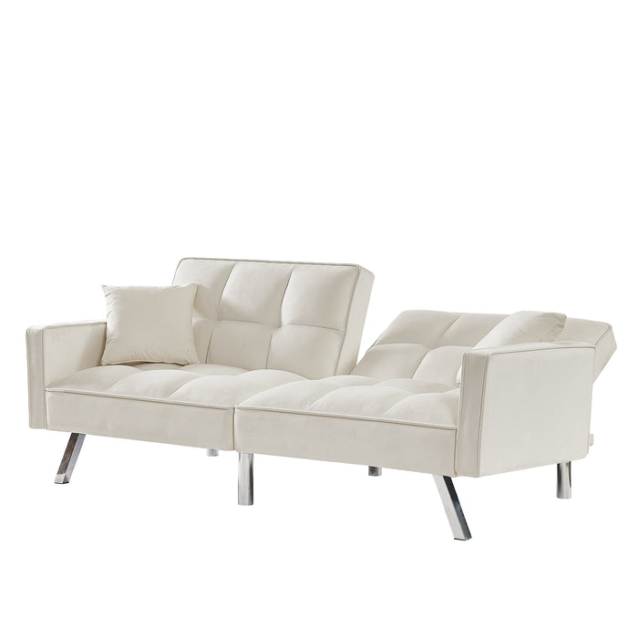 Velvet Sofa Couch Bed - White