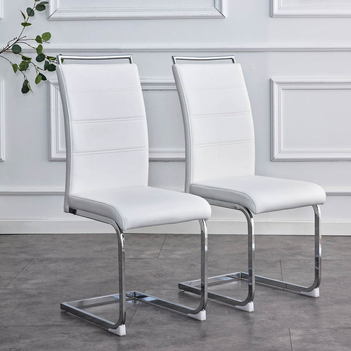 Modern Dining Chairs (Set of 2) ( White+PU)