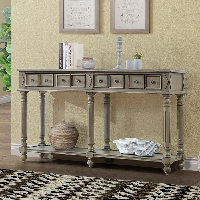 Retro Console Entryway Table - Rustic