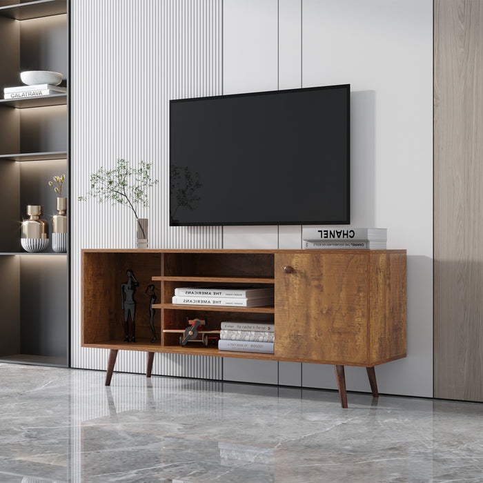 TV Standwith 1 storage and 2 shelves Cabinet, high quality particle board,Walnut