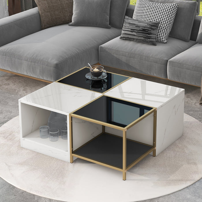 2-layer Modern Coffee Table with Metal Frame