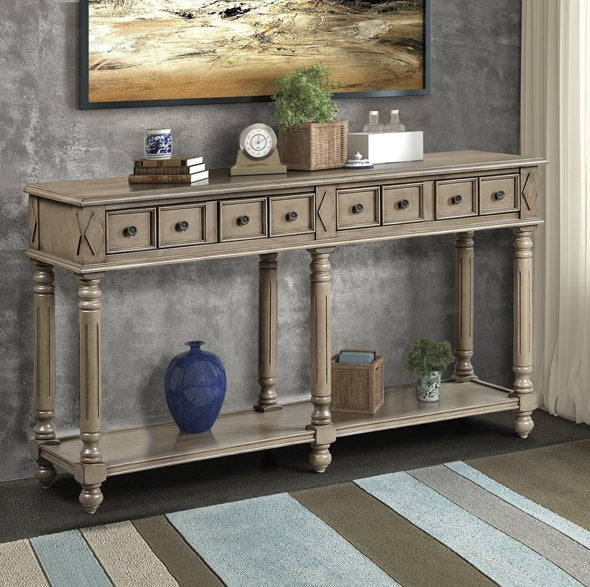 Retro Console Entryway Table - Rustic