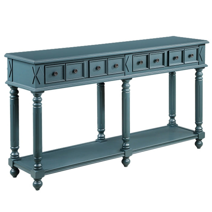 Retro Console Entryway Table - Dark Blue