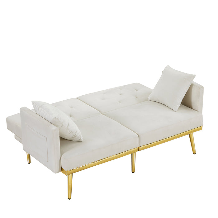 Velvet Sofa Bed - Cream White