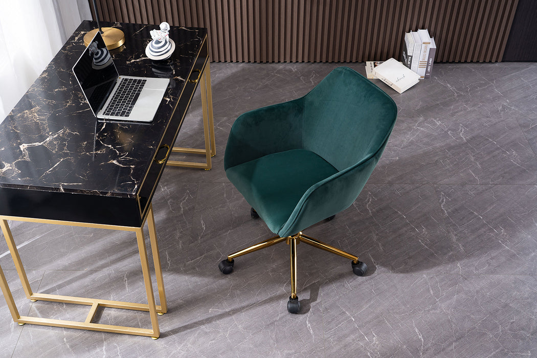 Modern Velvet Home Office Chair - Dark Green