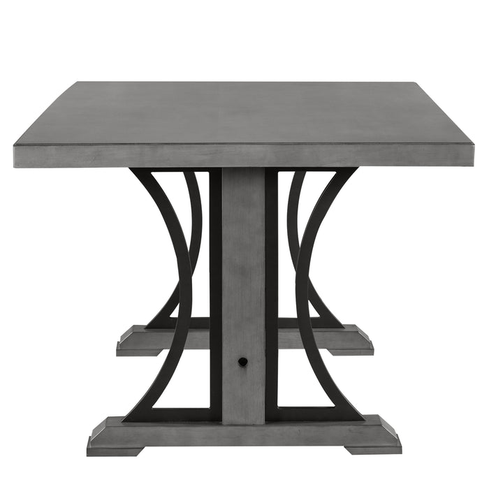 Retro Style Dining Table 78” Wood Rectangular Table (Gray)