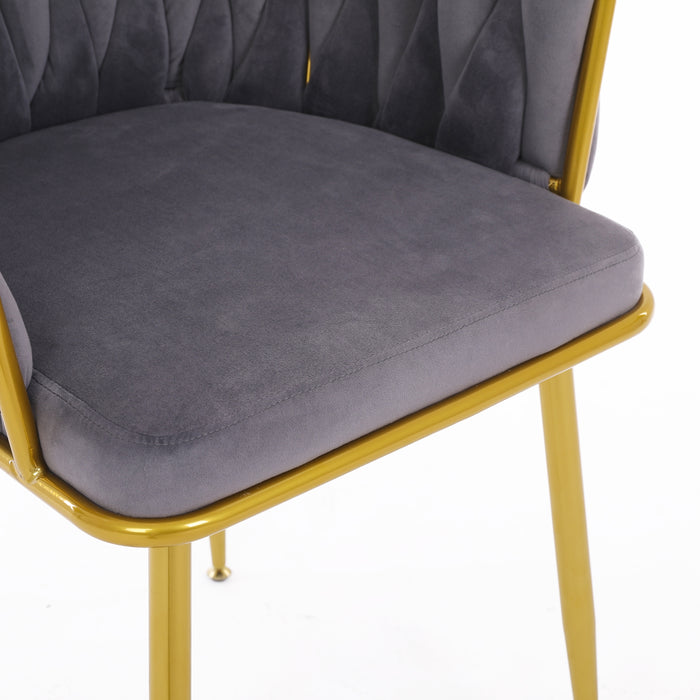 Velvet Dinning upholstered Chair with Gold Metal Legs (grey)