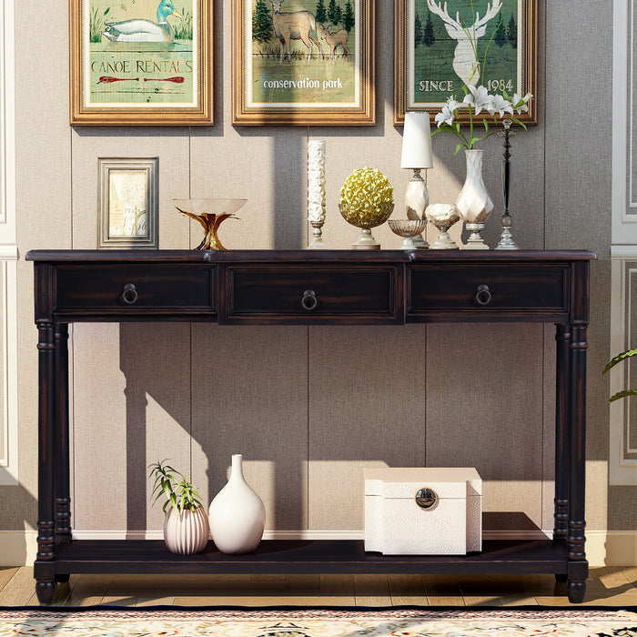 Console Table  with Drawers - Espresso