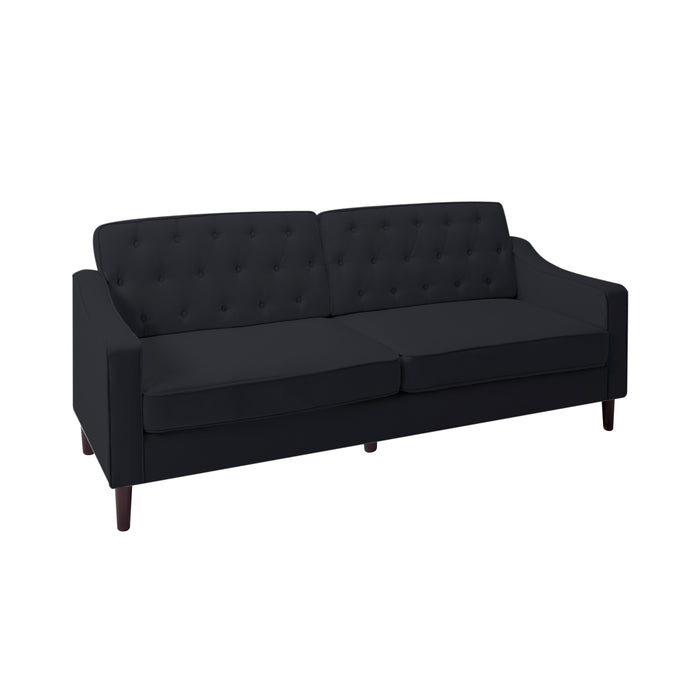 77.2” Square Arm Sofa Black FABRIC