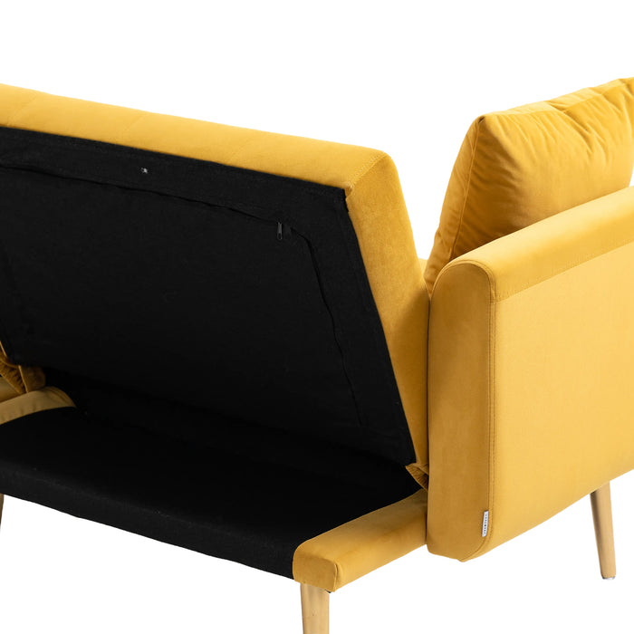 Modern Velvet  Sofa Futon - Mustard