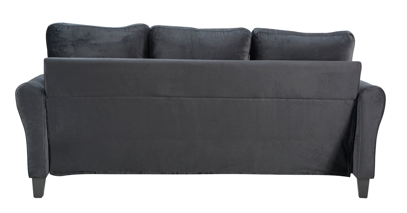 Modern Velvet Couch with 2 Pillow - Black