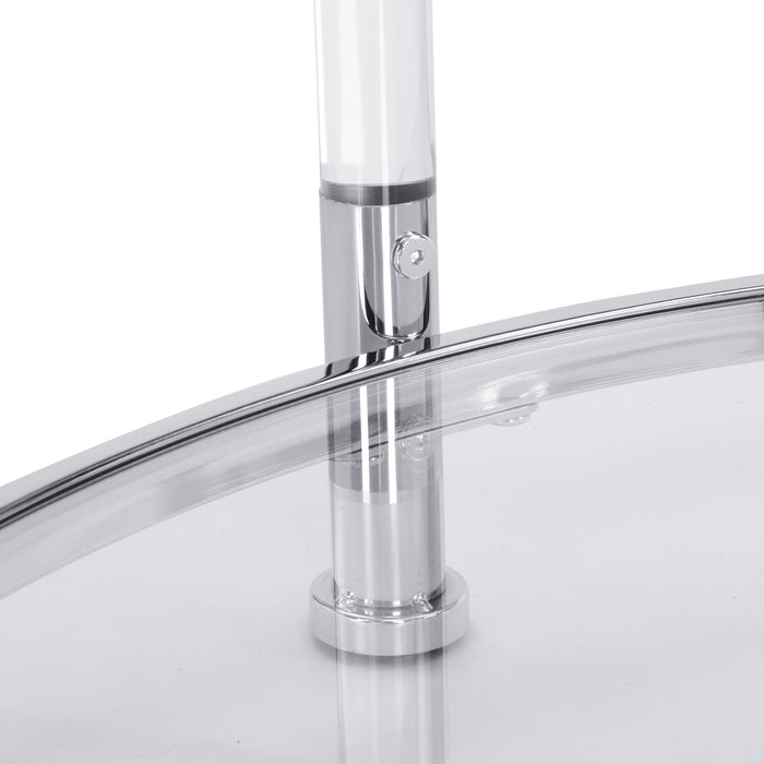 Contemporary Acrylic Coffee Table, Round Tempered Glass - Chrome/Silver