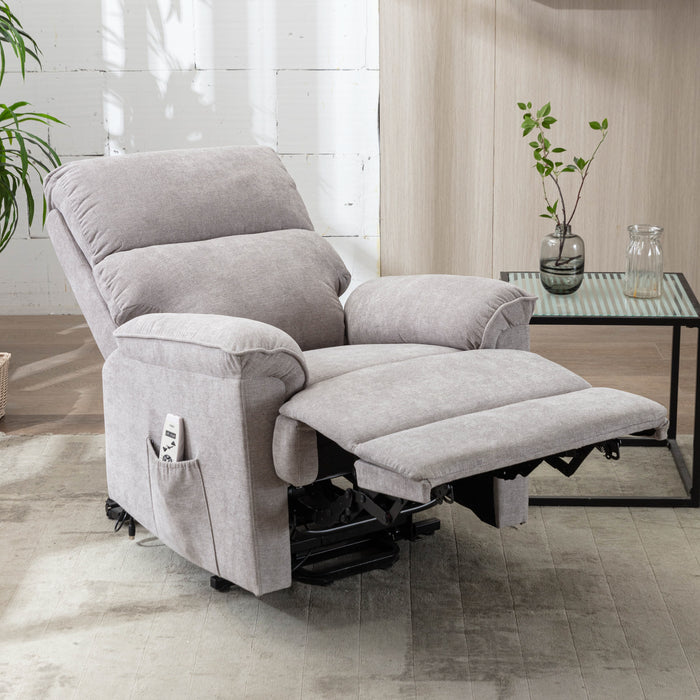 Deluxe Power Lift Recliner with Massage and Heat Function,Light Gray