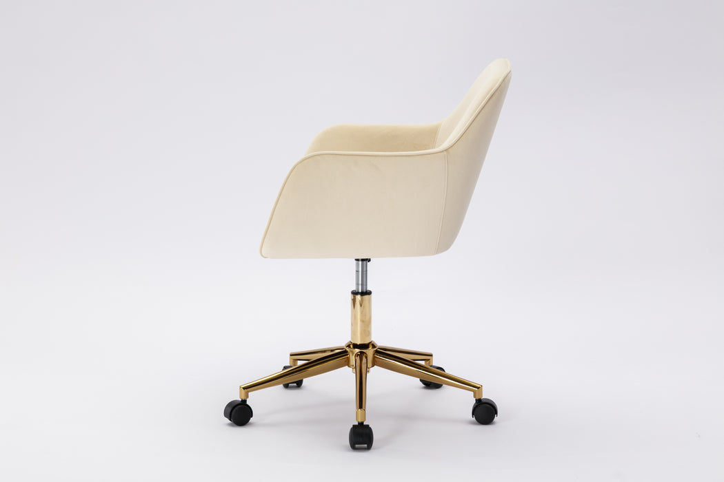 Modern Velvet Home Office Chair - Beige