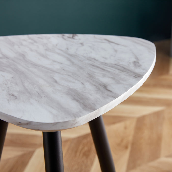 Modern Minimalism White Faux Marble End Table( MDF Tabletop + Metal Legs )