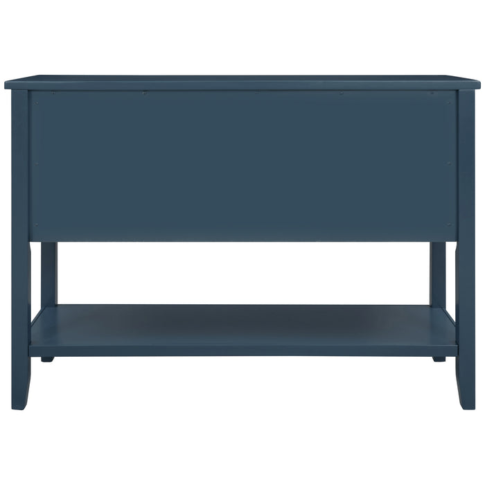 Console Table with Bottom Shelf - Light Navy