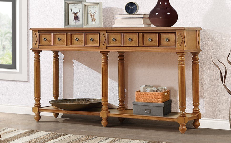 Retro Console Entryway Table - Brown