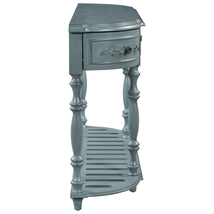 Modern and Contemporary Curved Console Table for Hallway Living Room Bedroom - Antique Blue