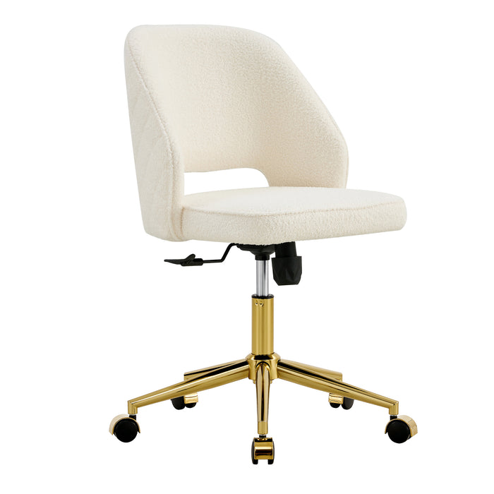 Modern Teddy Velvet Office Chairs, Adjustable 360 °Swivel - White