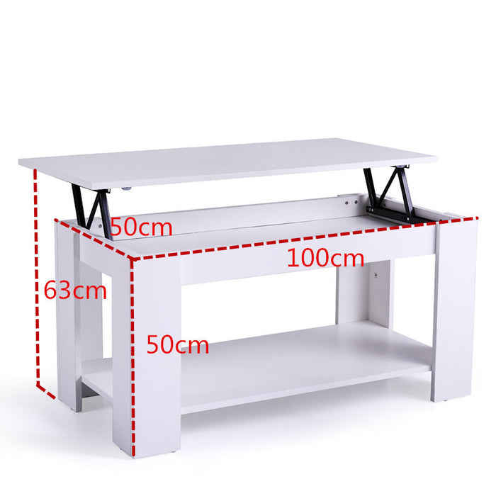 Modern Wooden Table for Home Living Room with Liftable Top - White