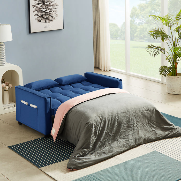 Modern Velvet Convertible Loveseat Sleeper - Blue