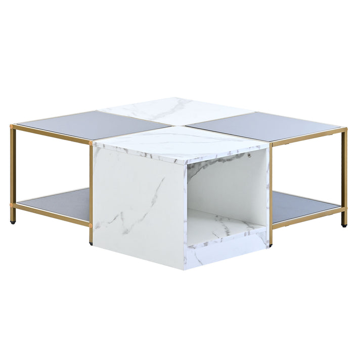 2-layer Modern Coffee Table with Metal Frame