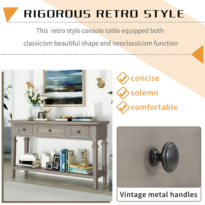 Classic Retro Style Console Table - Brown Wash