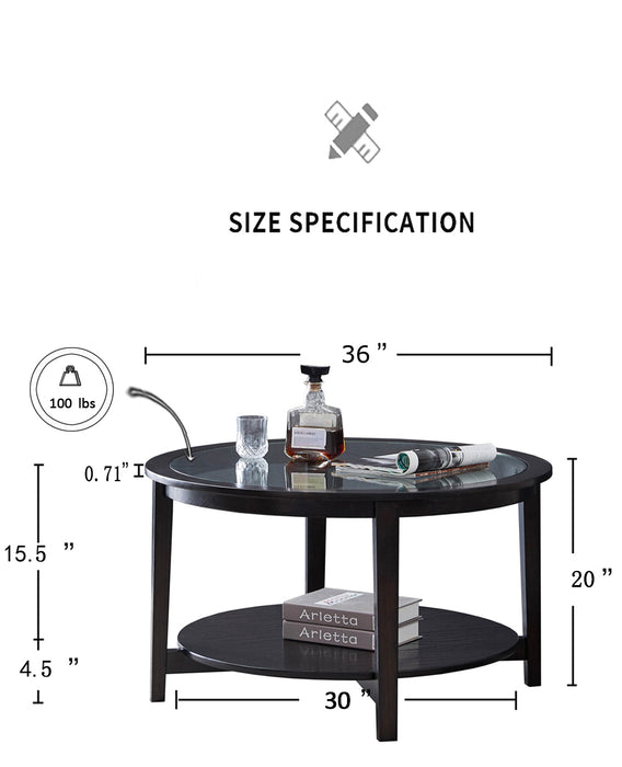 American coffee table with double-deck design for Living Room - Black