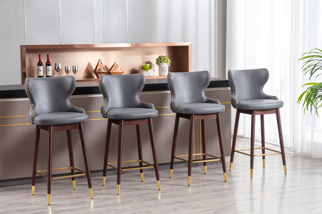 Modern Leatherier Fabric barstool chairs, Set of 2 (Dark Gray)