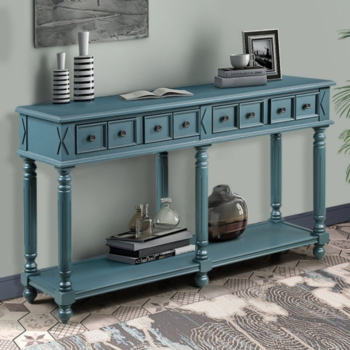 Retro Console Entryway Table - Dark Blue